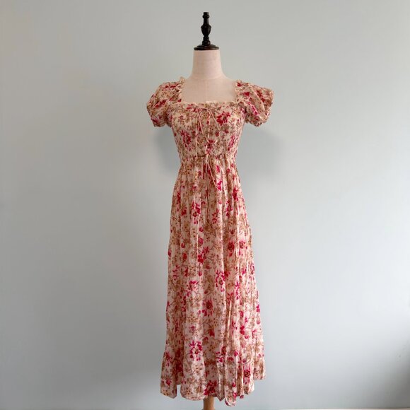 DÔEN Stanza lace-trimmed floral-print organic cotton-voile midi dress - Picture 4 of 10